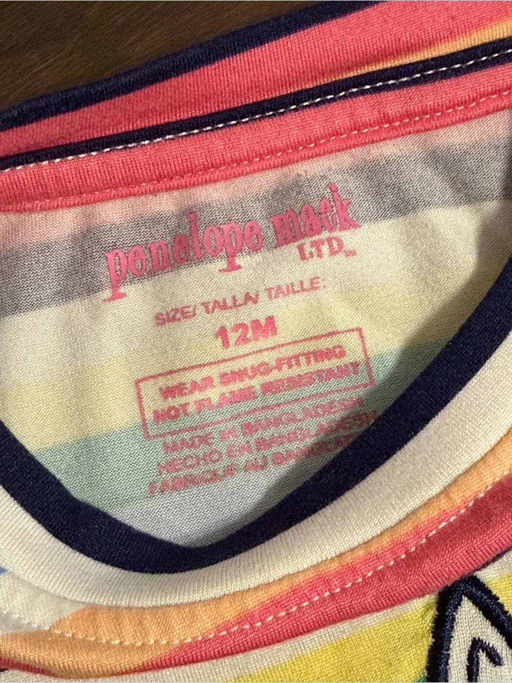 Penelope Mack Girls 12M Rainbow Embroidered Cat Pajama Top PJ Shirt